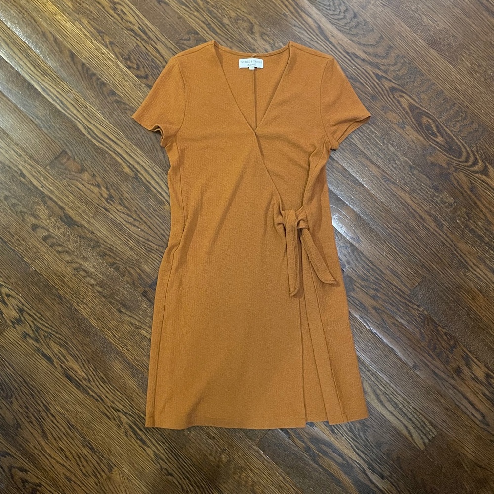 Brown Madewell short semi-wrap dress, XS
